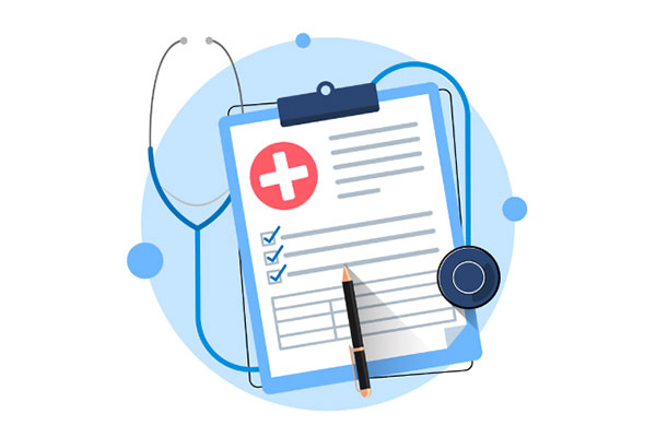 Illustration of a clipboard with a stethoscope around it